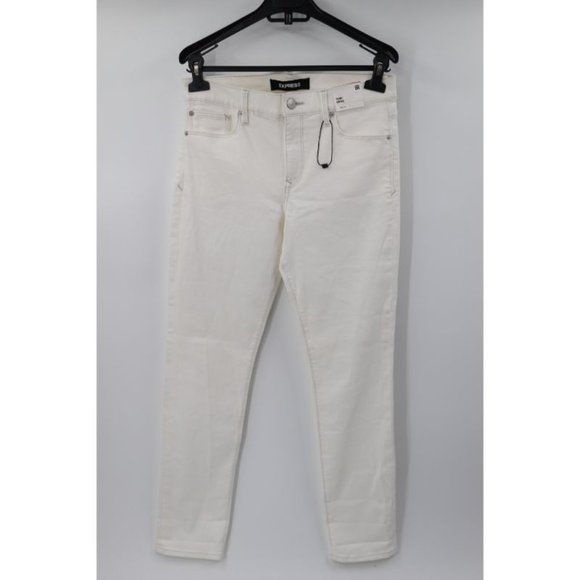 NWT Express Women’s Size 6R Mid Rise White Denim Skinny Jeans Modern pockets
